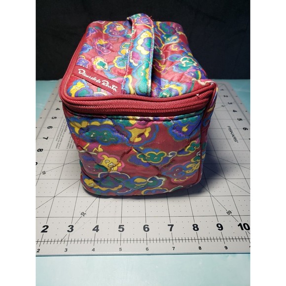 Oscar De La Renta Bag Red Blue Print Travel Organizer Vintage 90s Y2K - Picture 10 of 10